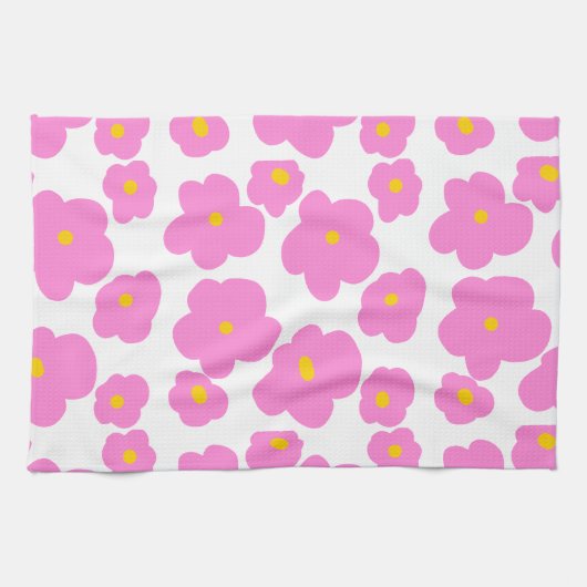 Rosa gelbe Blume Moderne Eleganz Geschirrtuch (Horizontal)