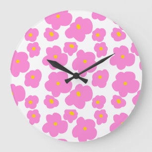 Rosa gelbe Blume Moderne Eleganz Große Wanduhr