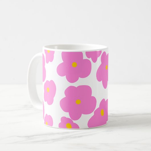 Rosa gelbe Blume Moderne Eleganz Kaffeetasse (Vorderseite Links)