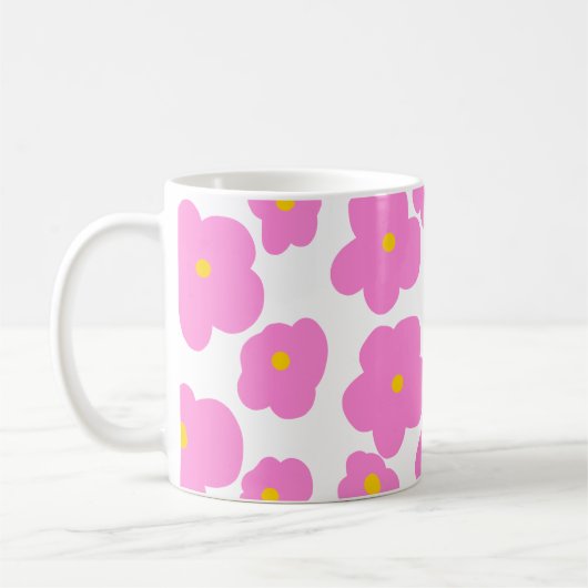 Rosa gelbe Blume Moderne Eleganz Kaffeetasse (Links)