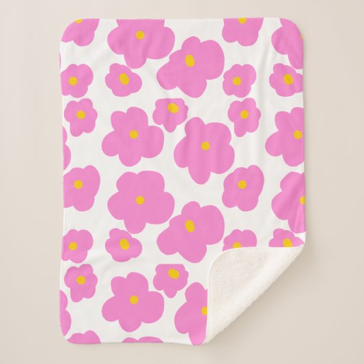 Rosa gelbe Blume Moderne Eleganz Sherpadecke (Vorderseite)