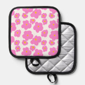 Rosa gelbe Blume Moderne Eleganz Topflappen (Vorderseite/Rückseite)