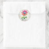 Rosa Gelbe Blume Runder Aufkleber (Tasche)