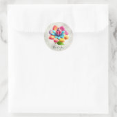 Rosa Gelbe Blume Runder Aufkleber (Tasche)