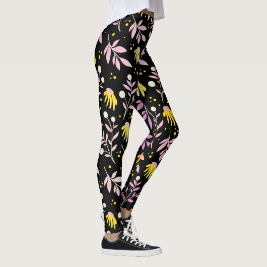 Rosa + Gelbe Blumen Leggings (Rechts)