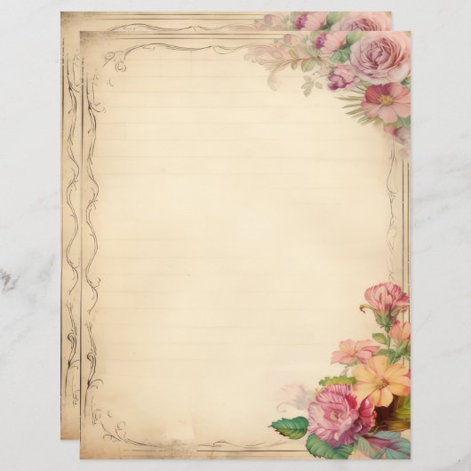 Rosa Gelbe Blumenkohle Zeitschrift Antiquitätenges (Vorne/Hinten)