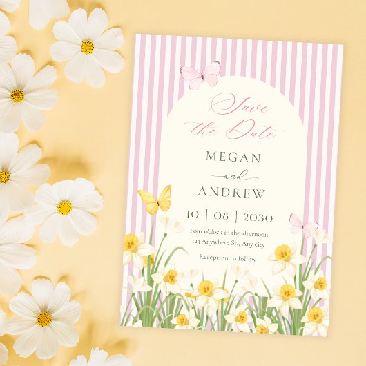 Rosa gelbe Blumige Hochzeit Save The Date