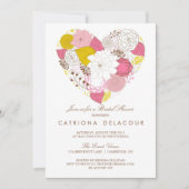 Rosa gelbe Blütendusche Bridal Einladung (Vorderseite)