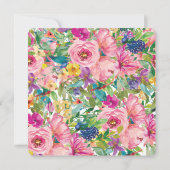 Rosa Gelbe Blütengoldblüte Glitzer Kinderdusche Einladung (Rückseite)