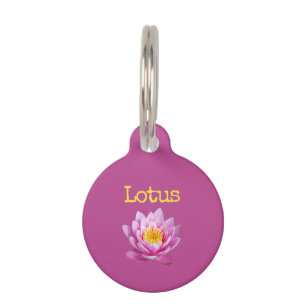 Rosa gelbe Blütenlotus Haustiermarke