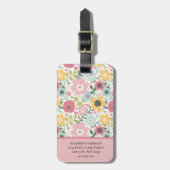 Rosa Gelbe Blütenweibchen Mädchen Gepäckanhänger (Vorderseite vertikal)