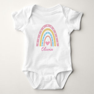 Rosa Gelbe Boho Regenbogen Personalisiertes Mädche Baby Strampler