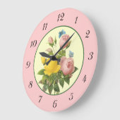 Rosa gelbe botanische Rose Wall Clock Große Wanduhr (Winkel)