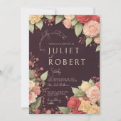 Rosa-gelbe Burgunder Winter-Blumenzange Einladung (Vorderseite)