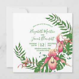 Rosa-gelbe Dame-Slipper-Orchideenkleidung Einladung