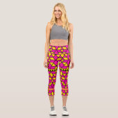 Rosa Gelbe Dreiecke Capri Leggings (Vorderseite)