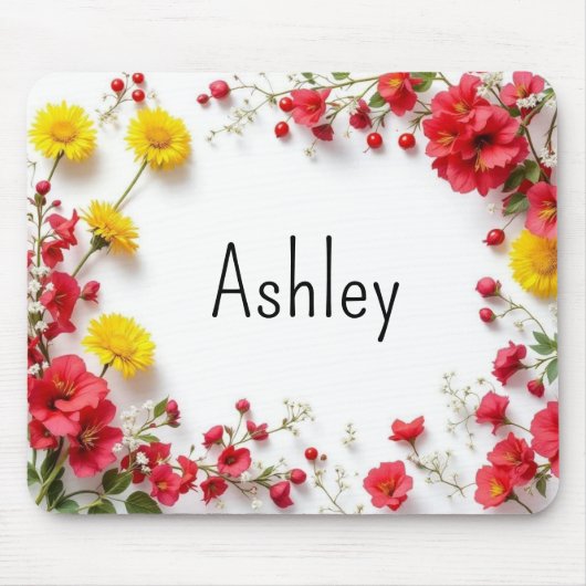 Rosa Gelbe Elegante Blume Mousepad (Vorne)