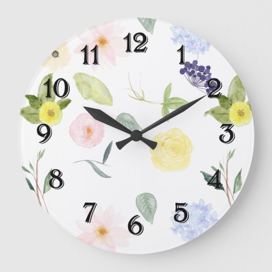 Rosa Gelbe Farbe Große Wanduhr (Vorderseite)