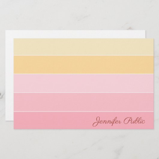 Rosa gelbe Farbe Harmonie Handschrift Skriptname Briefpapier (Vorne/Hinten)