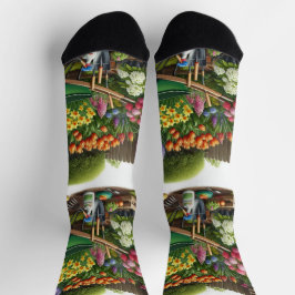Rosa Gelbe Flora Socken