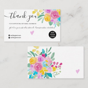 Rosa gelbe florale Aquarellfarben Chorororfolge Vi Visitenkarte