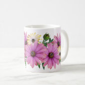 Rosa Gelbe Florale Rustikale Elegante Hochzeit Kaffeetasse (VorderseiteRechts)