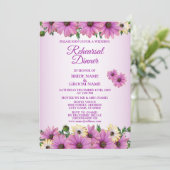 Rosa gelbe florale rustikale Hochzeitsprobe Dinner Einladung (Stehend Vorderseite)