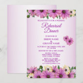 Rosa gelbe florale rustikale Hochzeitsprobe Dinner Einladung (Vorne/Hinten)