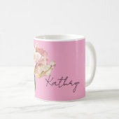 Rosa gelbe Frühlings-Tulpen-Blume Kaffeetasse (VorderseiteRechts)