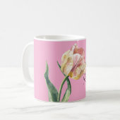 Rosa gelbe Frühlings-Tulpen-Blume Kaffeetasse (Vorderseite Links)