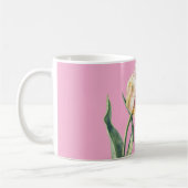 Rosa gelbe Frühlings-Tulpen-Blume Kaffeetasse (Links)