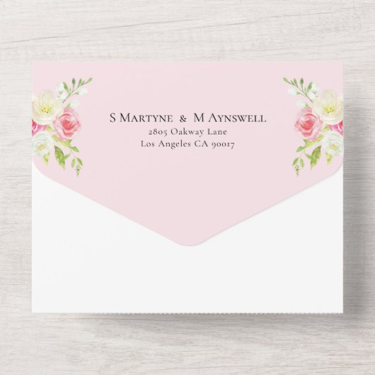 Rosa Gelbe Frühlingssehen All In One Einladung (Rückseite)