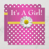 Rosa gelbe Gänseblümchen-Babyparty-Einladung Einladung (Vorne/Hinten)