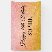 Rosa Gelbe Geburtstagsparty Glitzer Banner (Vertikal)