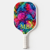 Rosa Gelbe Gefärbte Krawatte Herz-Monogramm Pickleball Schläger (Vorderseite)
