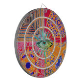 rosa gelbe geometrische Fliesen und ein Auge Dartscheibe (Vorderseite Links)