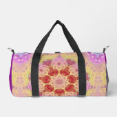 Rosa Gelbe geometrische Fraktal-Blume Duffle Bag (Vorderseite)