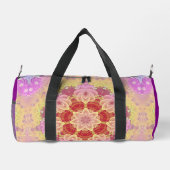Rosa Gelbe geometrische Fraktal-Blume Duffle Bag (Rückseite)