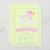 Rosa Gelbe Girls Rosa Gummi Duck Babydusche Einladung (Vorne/Hinten)