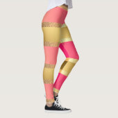 Rosa Gelbe goldene Streifen Leggings (Rechts)