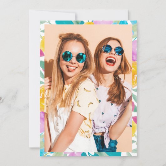 Rosa-gelbe Goldschrift Sweet 16 Einladung (Rückseite)