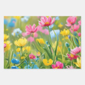 Rosa Gelbe Grüne Blume Fields 2025 Geschenkpapier Set (Vorderseite 2)