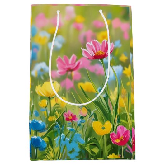 Rosa Gelbe Grüne Blume Fields 2025 Mittlere Geschenktüte (Vorderseite)
