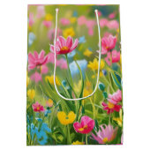 Rosa Gelbe Grüne Blume Fields 2025 Mittlere Geschenktüte (Rückseite)