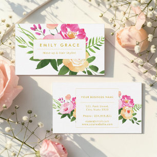 Rosa Gelbe grüne Blume Visitenkarte