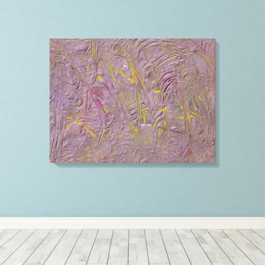 Rosa gelbe Grüne Moderne Moderne Abstrakte Kunst Leinwanddruck (Insitu (Holzboden))