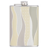 Rosa gelbe, grüne Streifen Abstrakte Waves Name Flachmann (Vorderseite)