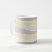 Rosa gelbe, grüne Streifen Abstrakte Waves Name Kaffeetasse (Vorderseite Links)