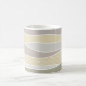 Rosa gelbe, grüne Streifen Abstrakte Waves Name Kaffeetasse (Mittel)