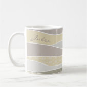 Rosa gelbe, grüne Streifen Abstrakte Waves Name Kaffeetasse (Links)